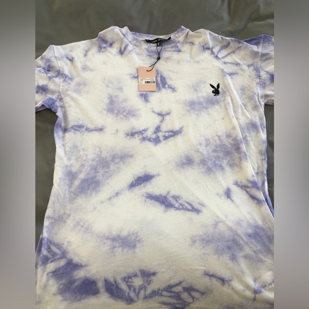 NWT PLAYBOY X Missguided Oversized Purple Tie Dye T-Shirt Dress